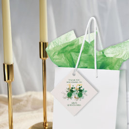 Elegant Gold 15 Emerald Green Floral Quinceanera Geschenkanhänger