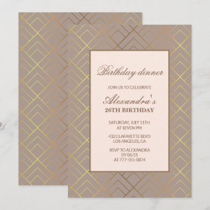 Elegant Gold 26e anniversaire invitations Dîner