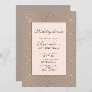 Elegant Gold 43e anniversaire Diner invitations