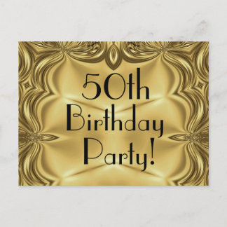 Elegant Gold 50. Geburtstag Einladung Postkarten