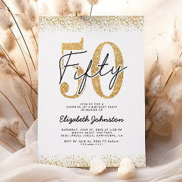 Elegant Gold 50. Geburtstagsparty Einladung