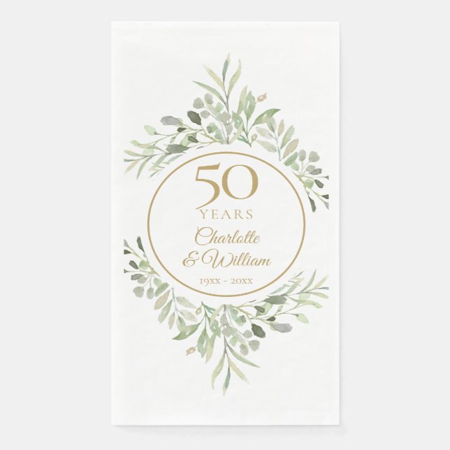Elegant Gold 50. Hochzeit Jubiläum Grünen Serviette (Vorderseite)