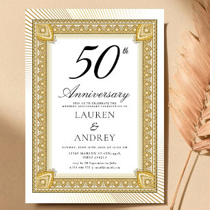 Elegant Gold 50. Hochzeitstag Einladung