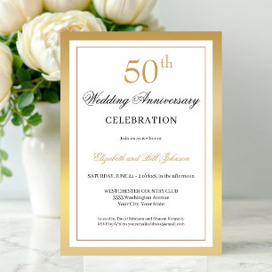Elegant Gold 50. Hochzeitstag Einladung