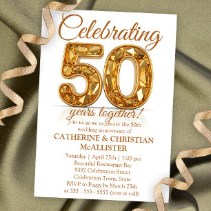 Elegant Gold 50. Hochzeitstag Einladung