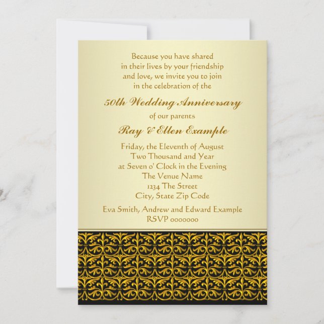 Elegant Gold 50. Hochzeitstag Einladungen (Vorderseite)