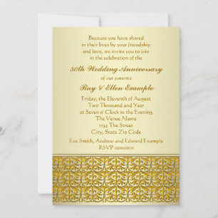 Elegant Gold 50. Hochzeitstag Einladungen