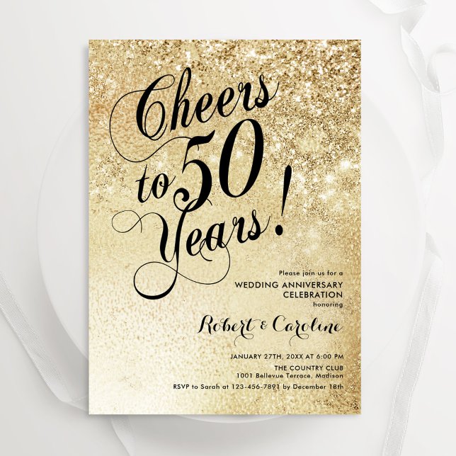 Elegant Gold 50 Jahre Einladung (Von Creator hochgeladen)
