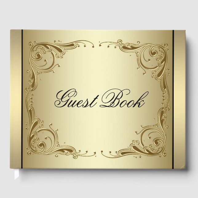 Elegant Gold 50. Wedding Anniversary Gast Book Gästebuch (Vorderseite)