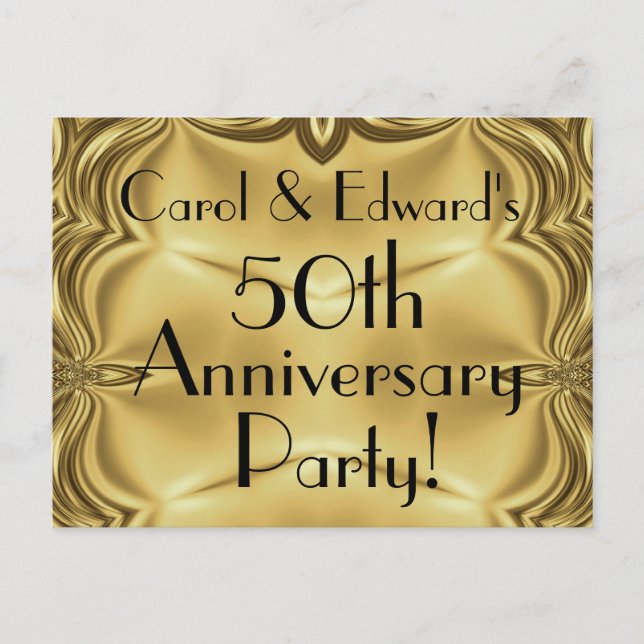 Elégant Gold 50th Anniversary Invitation Cartes po (Devant)