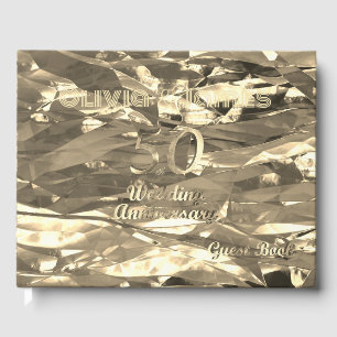 Elégant Gold 50th Mariage Anniversaire Livre d'inv