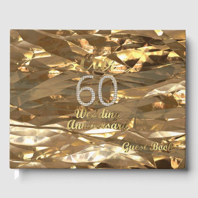 Elégant Gold 60e Anniversaire Mariage livre d'hôte (Recto)