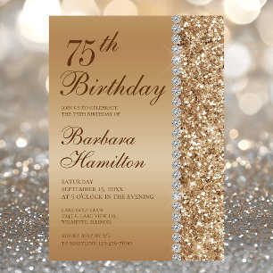 Elegant Gold 75. Foto-Geburtstag Einladung