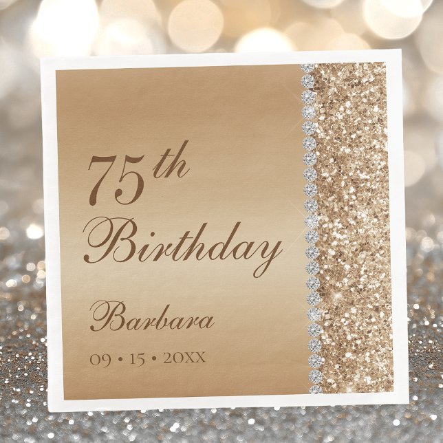 Elegant Gold 75. Geburtstag Serviette (Von Creator hochgeladen)