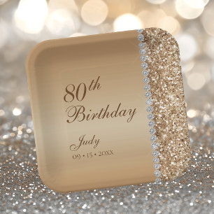 Elegant Gold 80. Geburtstag Pappteller