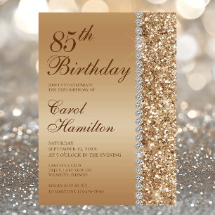 Elegant Gold 85. Geburtstag Einladung