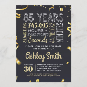 Elegant Gold 85. Geburtstag Einladung - 85 Jahre