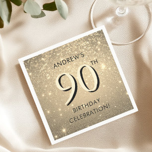 Elegant Gold 90. Geburtstag Serviette