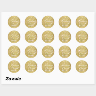 Elegant Gold Abschluss Class 2022 Vielen Dank Runder Aufkleber