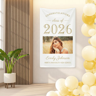 Elegant Gold Absolventenklasse 2026 Foto Absolvent Banner