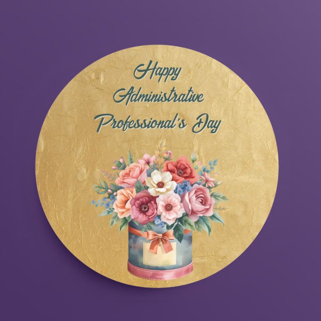 Elegant Gold Administrative Professionals Day Runder Aufkleber (Von Creator hochgeladen)