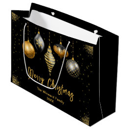 Elegant Gold and Black Ornament Christmas Große Geschenktüte