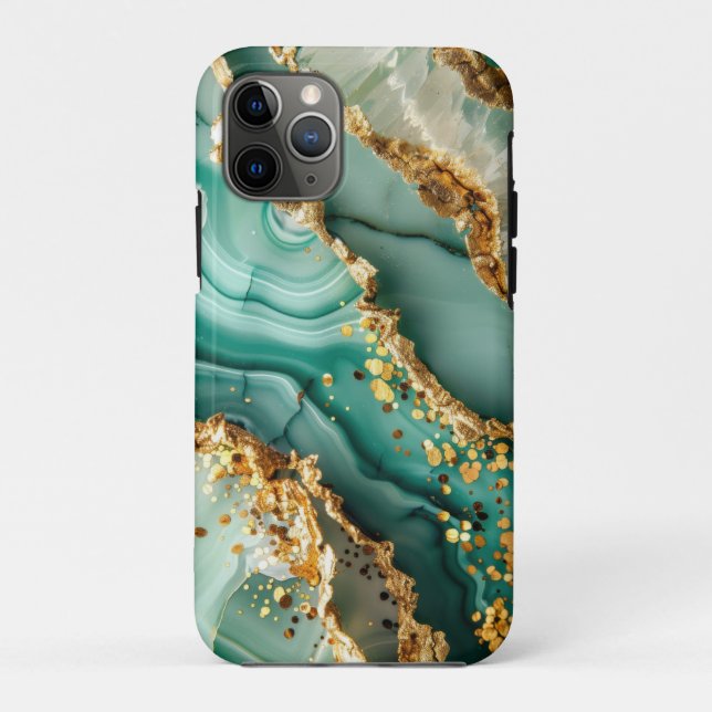 Elegant Gold And Green Marble Case-Mate iPhone Hülle (Rückseite)