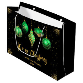 Elegant Gold and Green Ornament Christmas Große Geschenktüte