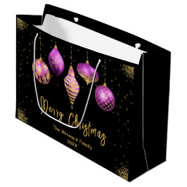 Elegant Gold and Purple Ornament Christmas Große Geschenktüte