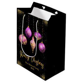 Elegant Gold and Purple Ornament Christmas Mittlere Geschenktüte