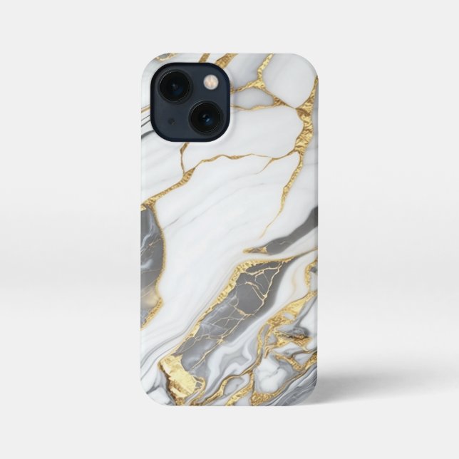 Elegant Gold And White Marble  iPhone 13 Mini Hülle (Rückseite)
