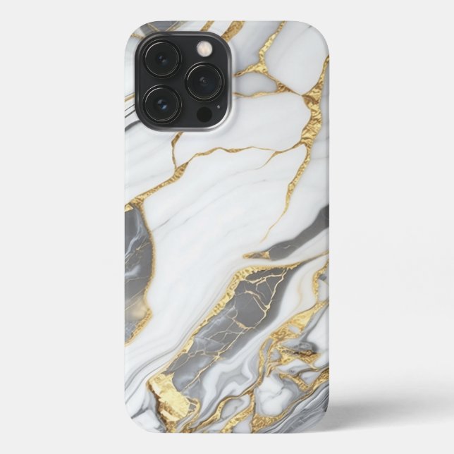Elegant Gold And White Marble  iPhone 13 Pro Max Hülle (Rückseite)