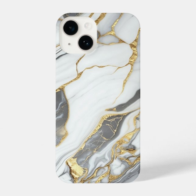 Elegant Gold And White Marble  iPhone 14 Hülle (Rückseite)