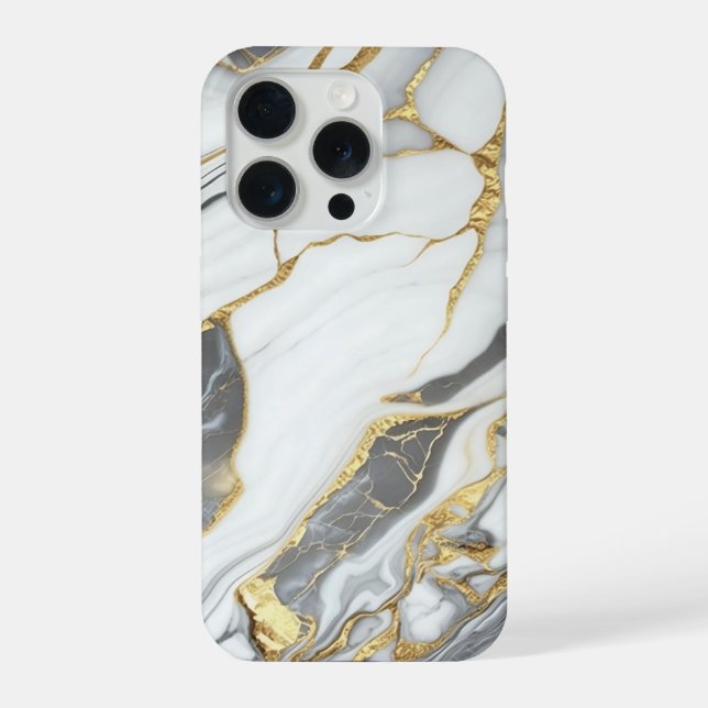 Elegant Gold And White Marble  iPhone 15 Pro Hülle (Rückseite)
