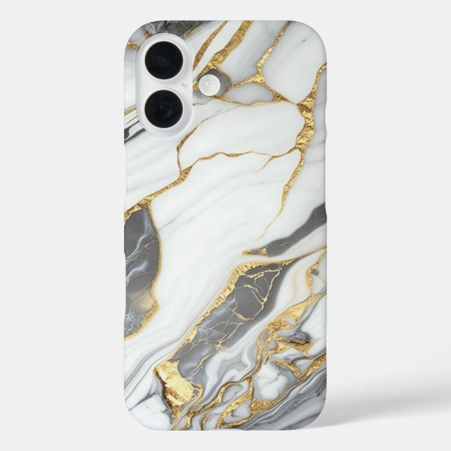 Elegant Gold And White Marble  iPhone 16 Hülle (Rückseite)