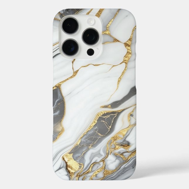Elegant Gold And White Marble  iPhone 16 Pro Hülle (Rückseite)