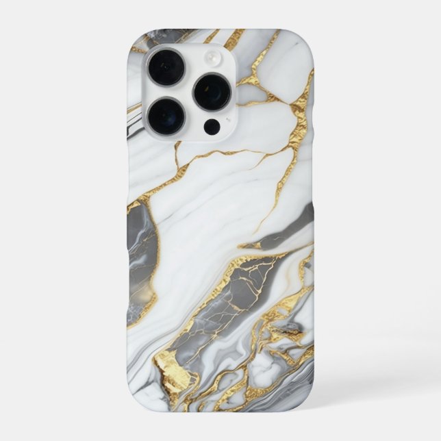 Elegant Gold And White Marble  iPhone 16 Pro Hülle (Rückseite)