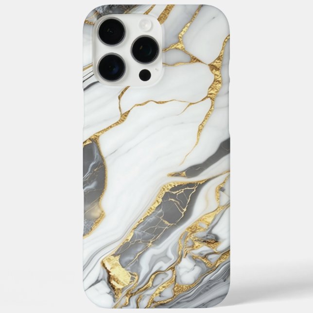 Elegant Gold And White Marble  iPhone 16 Pro Max Hülle (Rückseite)