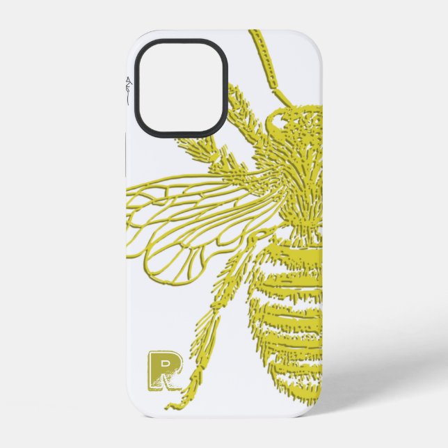 Elegant Gold Bee Monogram Case-Mate iPhone Case 12 Hülle (Rückseite)