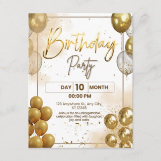Elegant Gold Birthday Party Invitation Enclosure Begleitkarte