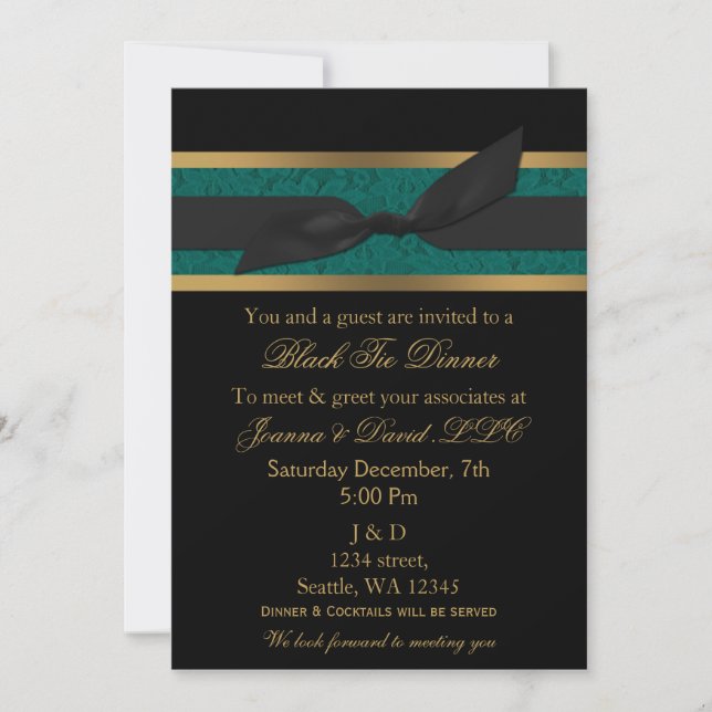 Elegant Gold Black Aqua Corporate party Invitation (Devant)