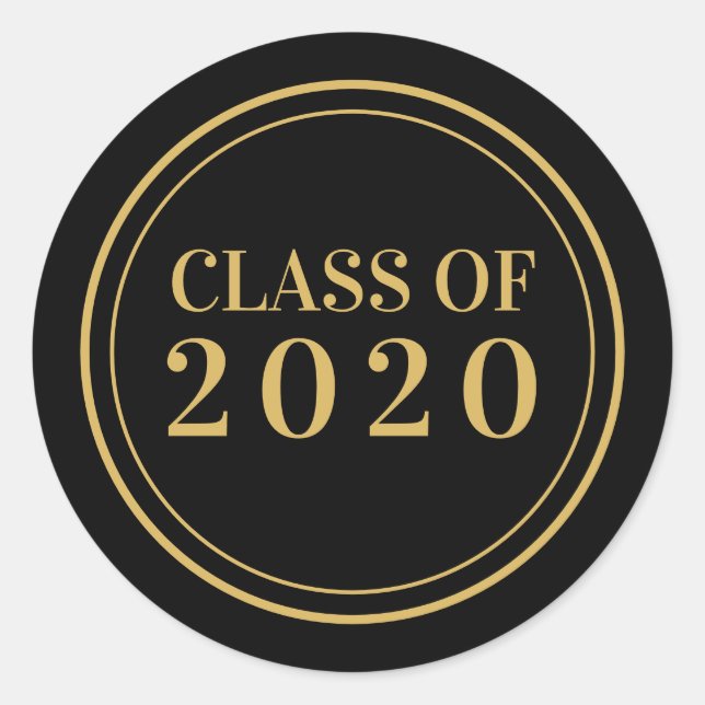 Elegant Gold Black Class of 2020 Class Wiedersehen Runder Aufkleber (Vorderseite)
