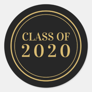 Elegant Gold Black Class of 2020 Class Wiedersehen Runder Aufkleber