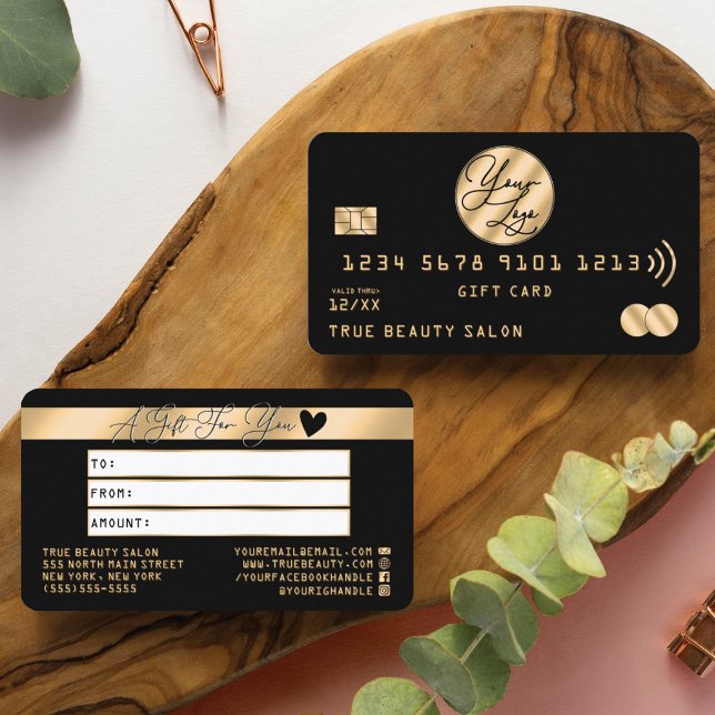 Élégant Gold Black Credit Logo Certificat cadeau (Créateur téléchargé)