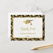Elegant Gold Black Floral Vielen Dank Abschluss