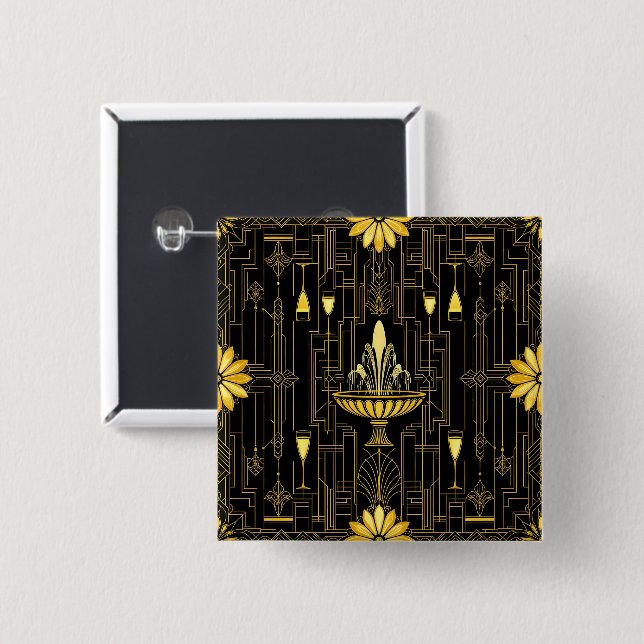 Elegant gold black gatsby button (Vorne & Hinten)