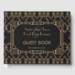 Elegant Gold Black Great Gatsby 1920er Hochzeit Gästebuch