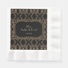 Elegant Gold Black Great Gatsby 1920er Hochzeit Serviette