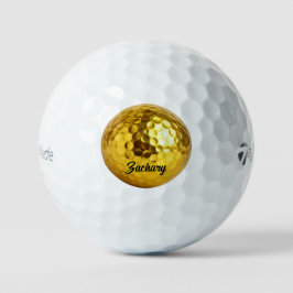 Elegant gold black monogram personalized golf ball