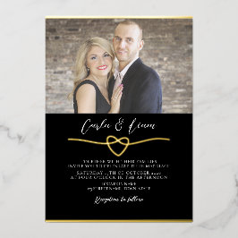 Elegant Gold Black Photo Mariage Foil Invitation
